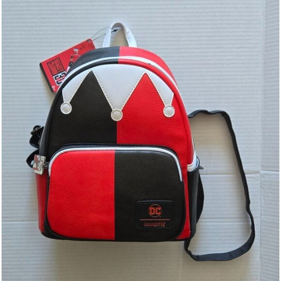 Loungefly DC Harley Quinn Mini Backpack Exclusive 30th Anniversary Black/Red NWT - Picture 1 of 2